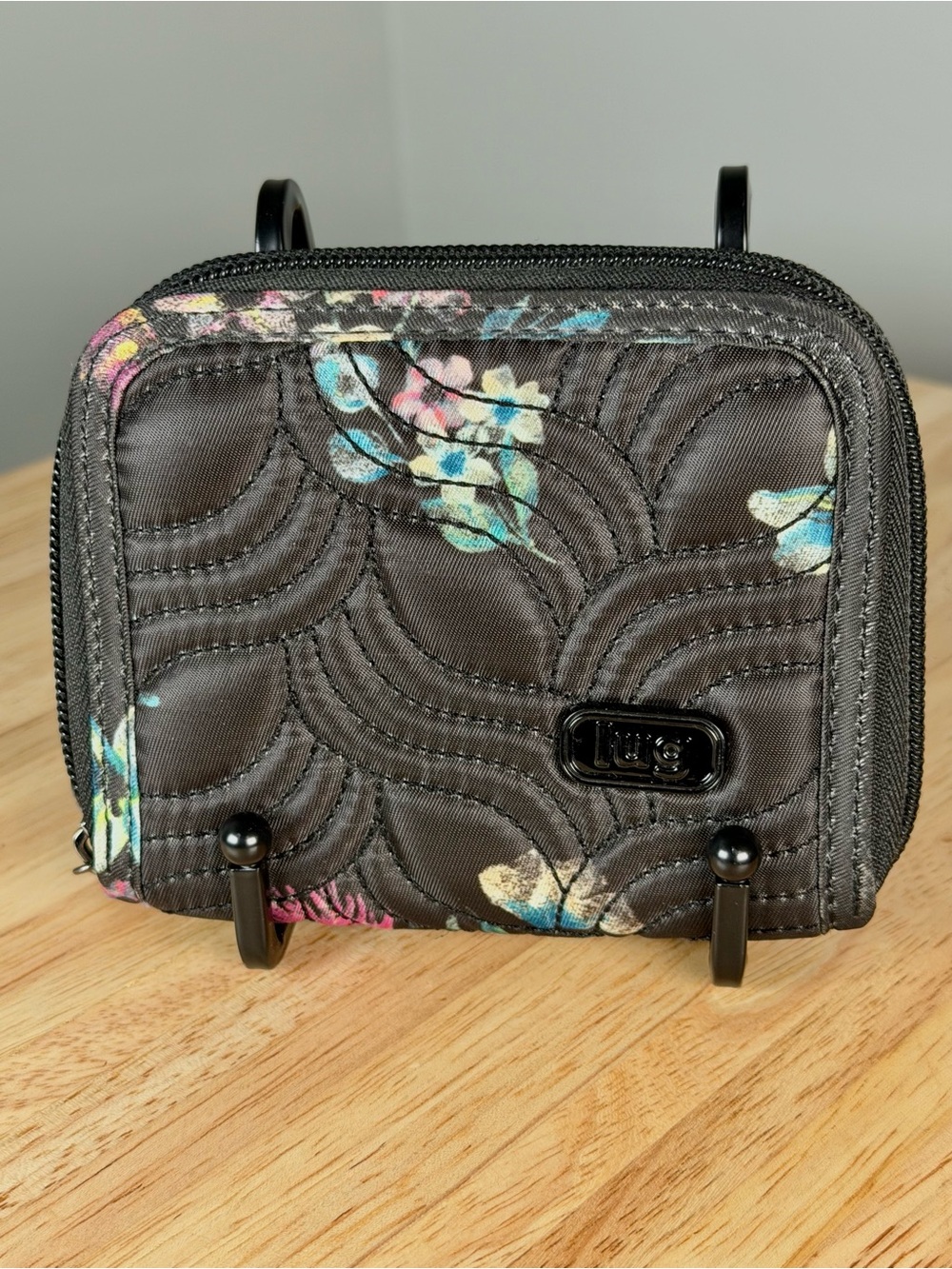 Lug Splits SE RFID Quilted Floral Black Compact Wallet